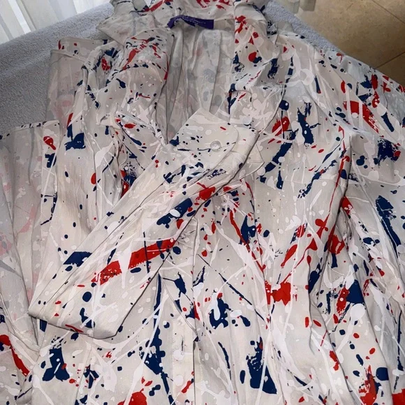 Ralph Lauren Blue Label White Splatter Long Sleeve Dress - Picture 3 of 6